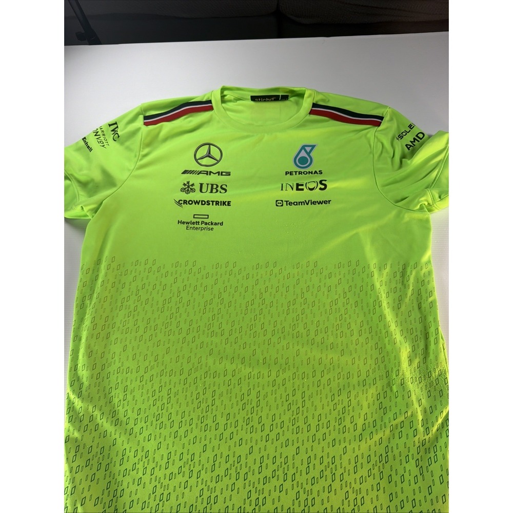 Mercedes AMG Petronas Formula One Team Men Shirt Xl Neon Green Graphic